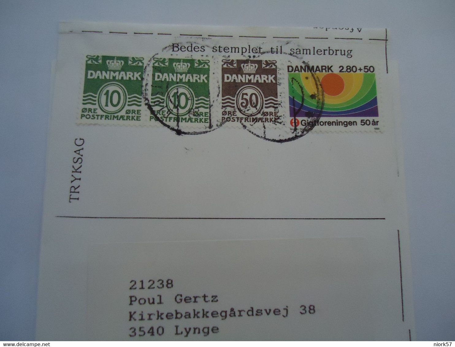 DENMARK POSTMARK  ON PAPERS 1986 - Cartoline Maximum