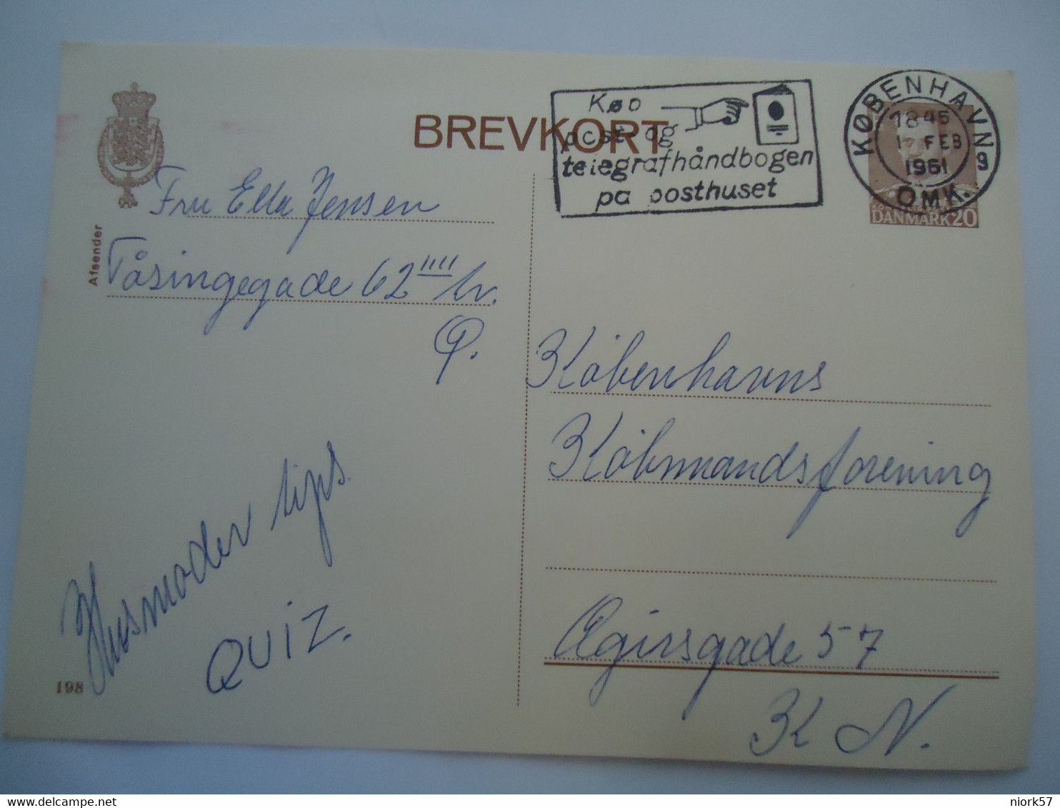 DENMARK  CARDS 1961 2 SCAN - Cartoline Maximum