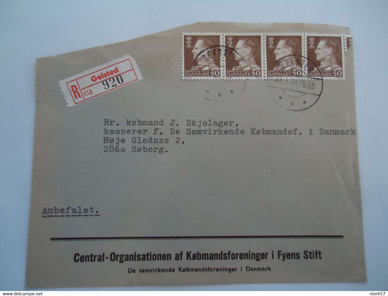 DENMARK REGISTERED   COVER 197O  SE TENANT 4 - Maximum Cards & Covers