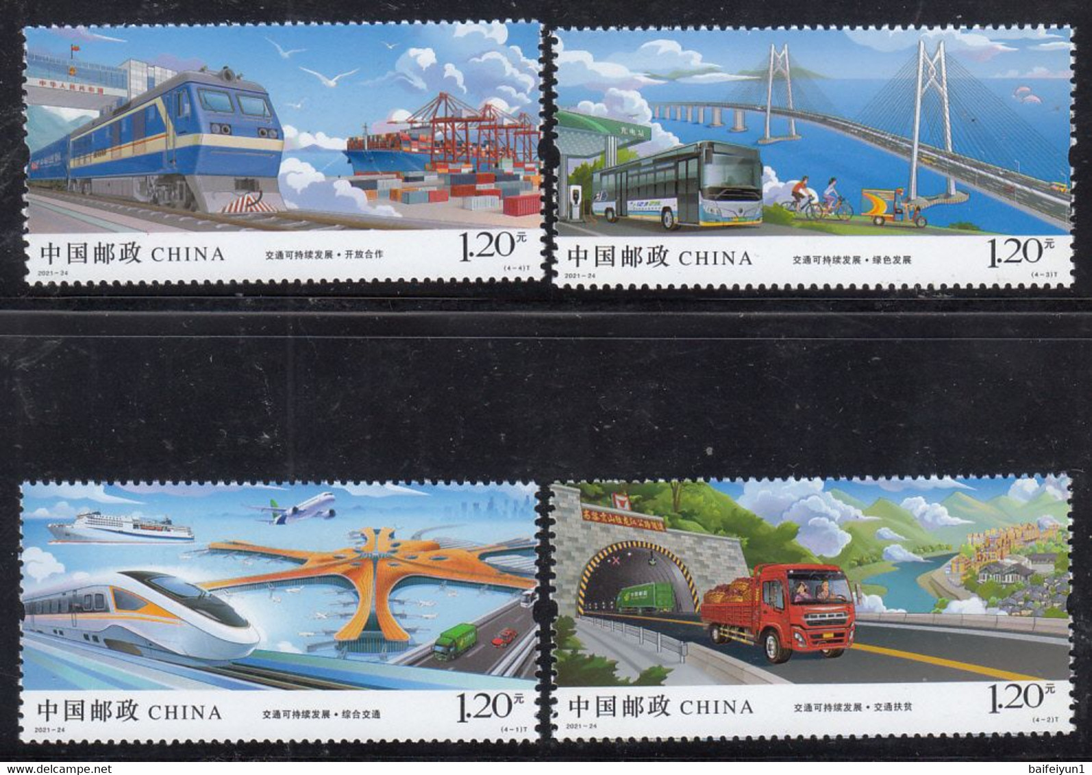 China 2021-24 Sustainable Development Of Transport In China Stamps 4v - Ponts