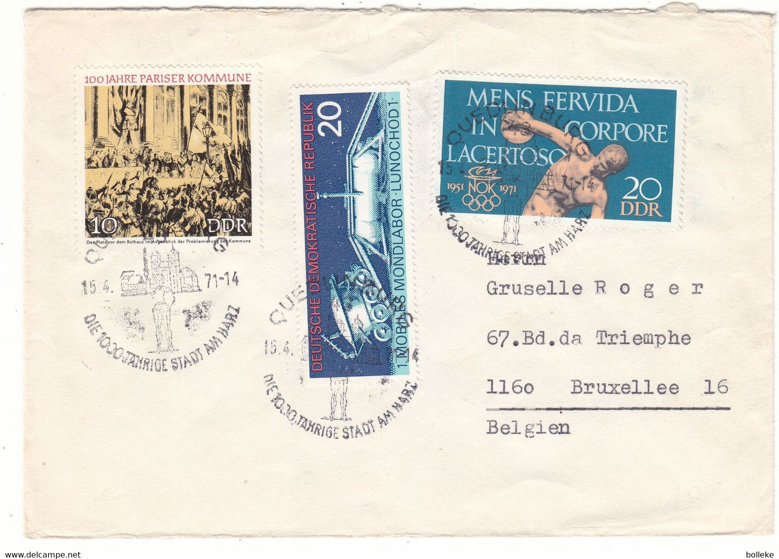 Allemagne - République Démocratique - Lettre De 1971 - Oblit Quetlinburg - Jeux Olympiques - Espace - - Briefe U. Dokumente