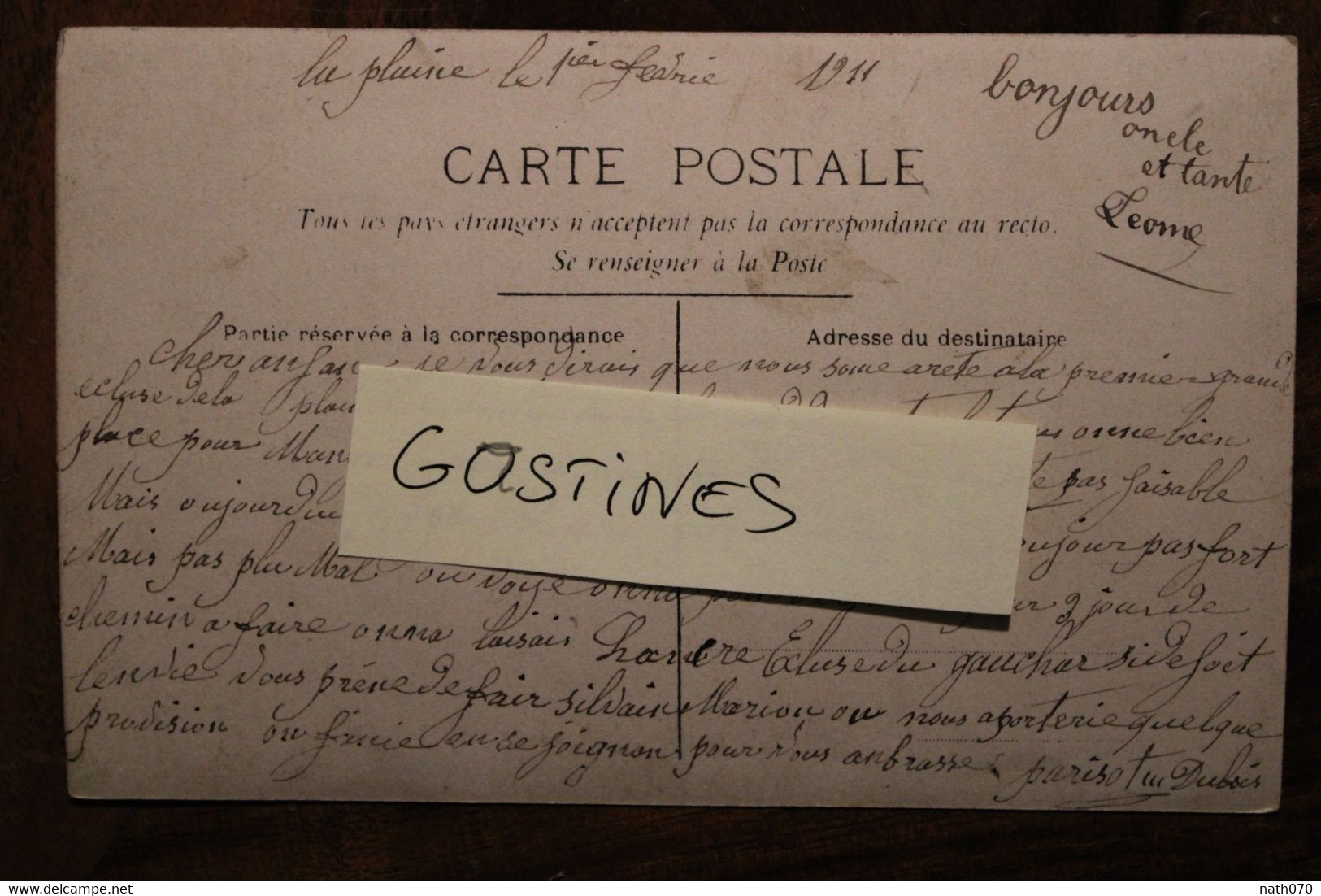 GASTINES Carte Photo 1911 CPA Ak 53 Animée Voyagée Groupe Hommes Ecluse Péniche - Other & Unclassified