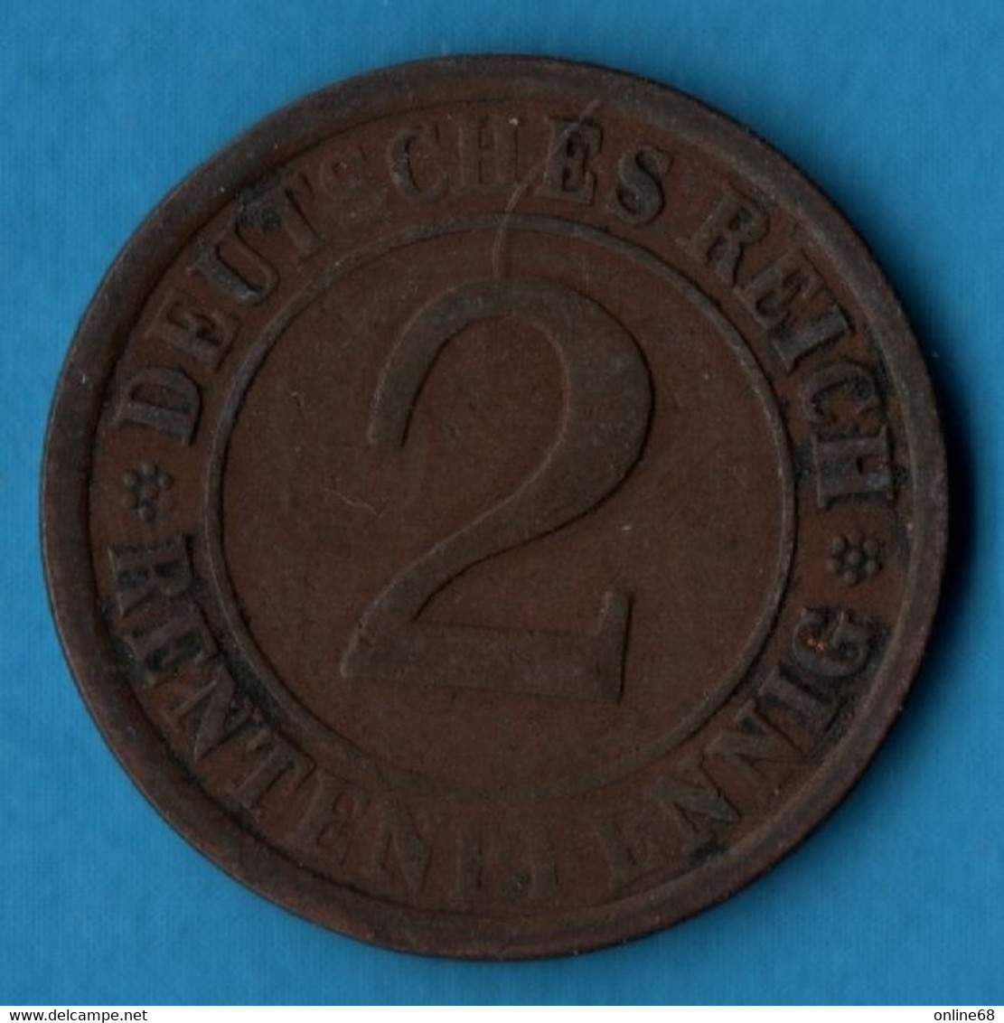 DEUTSCHES REICH 2 Rentenpfennig 1924 A KM# 31 - 2 Rentenpfennig & 2 Reichspfennig