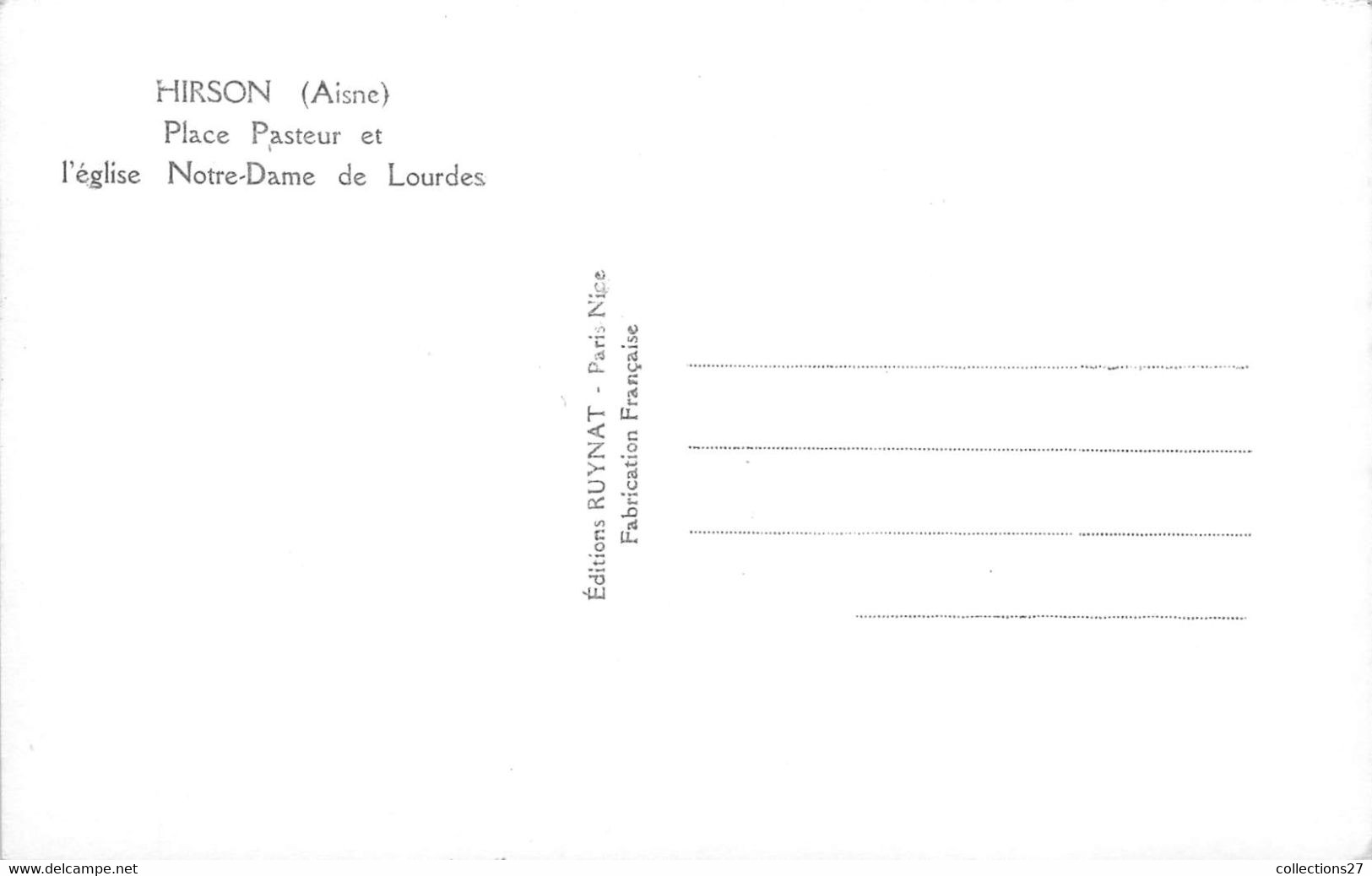 02-HIRSON- PLACE PASTEUR ET L'EGLISE NOTRE-DAME DE LOURDES - Hirson