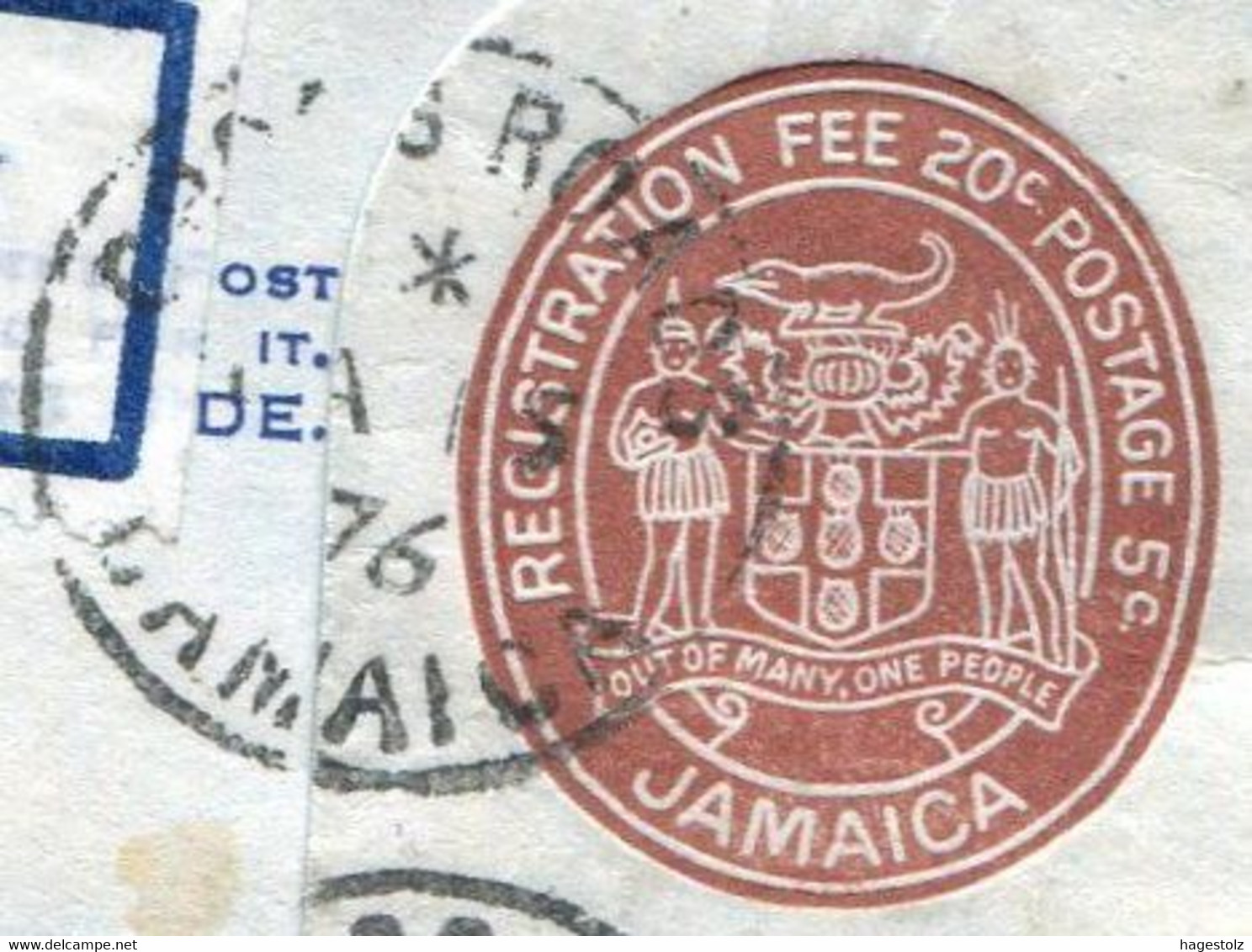 Jamaica 1976 Registered 25c Stationery Envelope CROSS ROADS Pmk Uprated 5c Oil Refinery 10c & 20c Butterfly Cover Entier - Jamaica (1962-...)