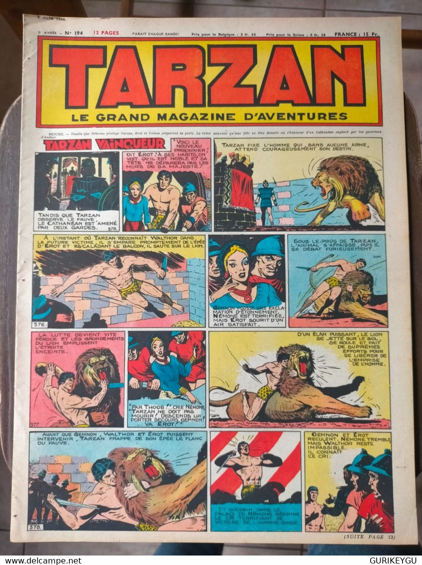 TARZAN N° 194   Le Grand Magazine D'aventures BUFFALO-BILL VICTOR HUGO éditions Mondiales 09/06/1950 - Tarzan