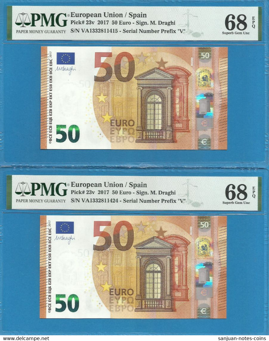 50 EURO SPAIN DRAGHI PAREJA VA-V002 PMG 68-68 (D049) - 50 Euro