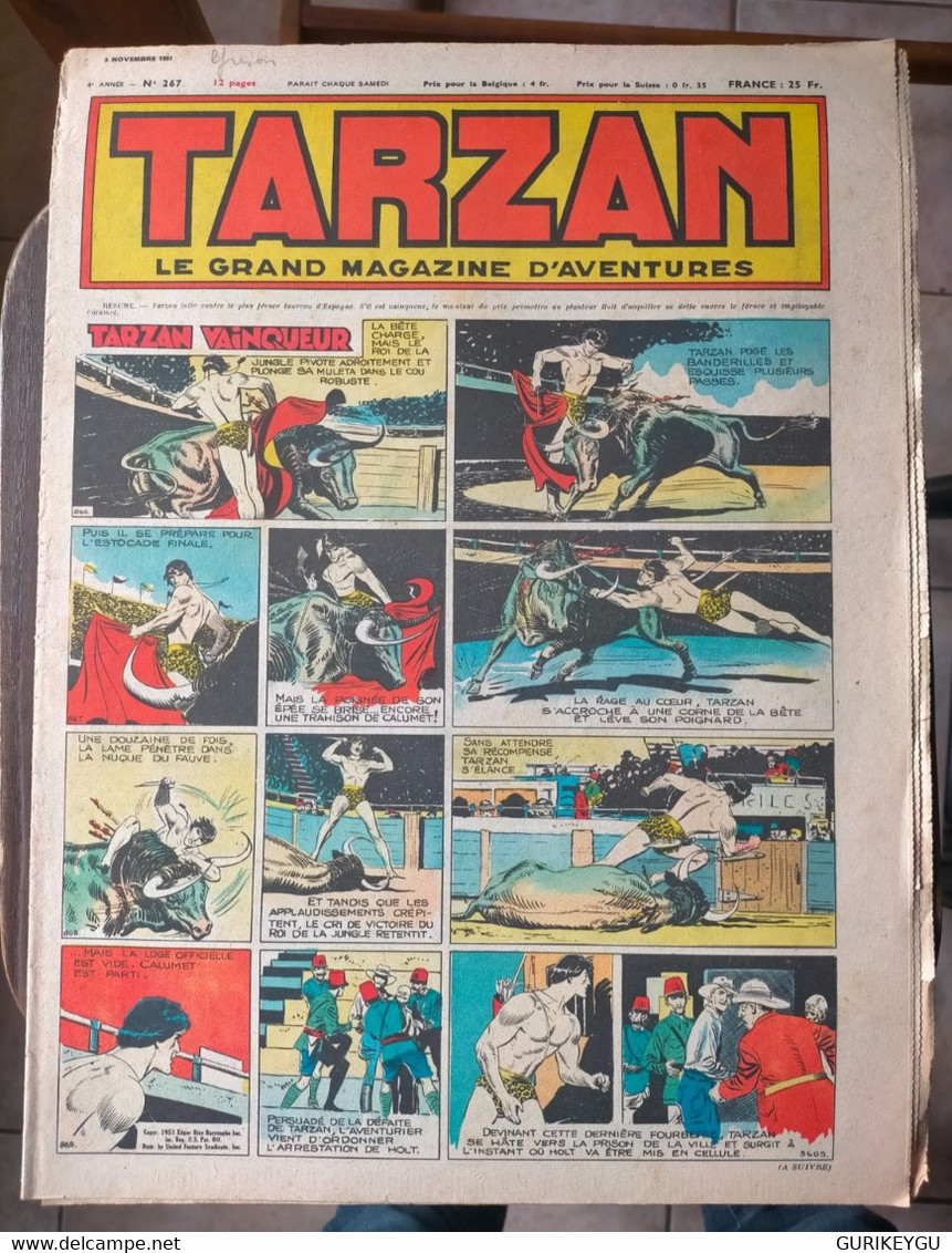 TARZAN N° 267 Le Grand Magazine D'aventures BUFFALO-BILL ARIZONA BILL Alain Météor ALANTE  Nat Du Santa Cruz  03/11/1951 - Tarzan