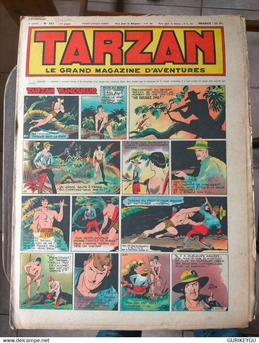 TARZAN N° 263 Le Grand Magazine D'aventures BUFFALO-BILL ARIZONA BILL Alain Météor ALANTE  Nat Du Santa Cruz  06/10/1951 - Tarzan