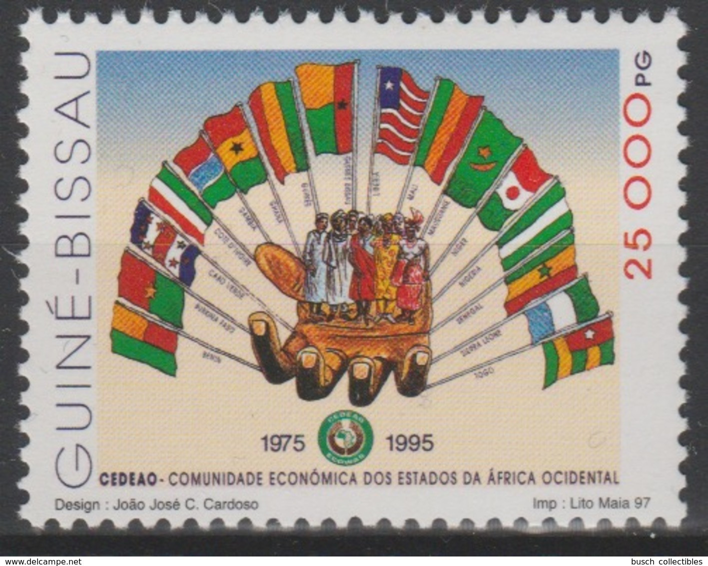 Guiné-Bissau Guinea Guinée 1997 Mi. 1256 CEDEAO ECOWAS 20 Jahre Years Ans Flags Fahnen Drapeaux - Francobolli