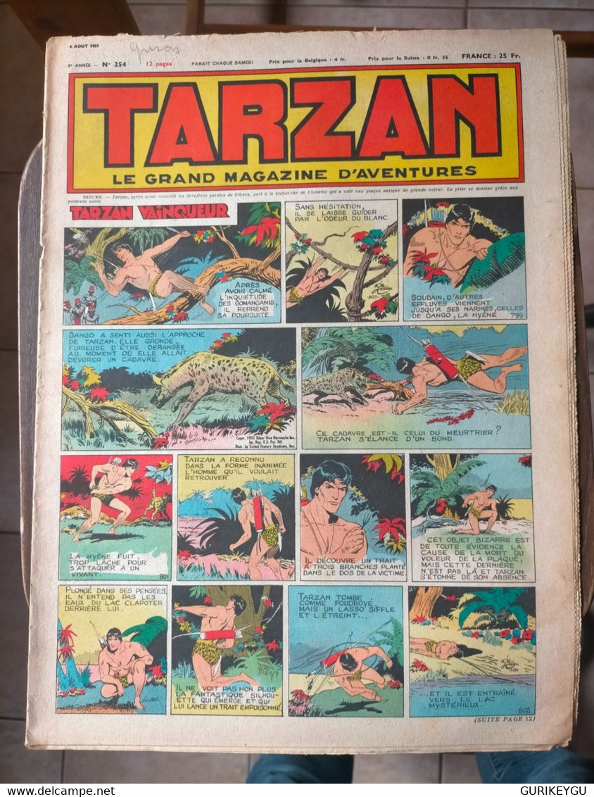 TARZAN N° 254 Le Grand Magazine D'aventures BUFFALO-BILL ARIZONA BILL Alain Météor ALANTE  Nat Du Santa Cruz  04/08/1951 - Tarzan