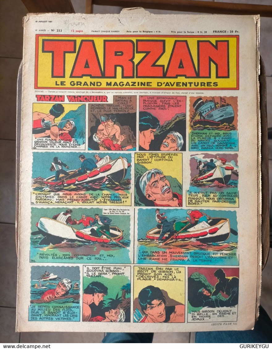 TARZAN N° 253 Le Grand Magazine D'aventures BUFFALO-BILL ARIZONA BILL Alain Météor ALANTE  Nat Du Santa Cruz  28/07/1951 - Tarzan