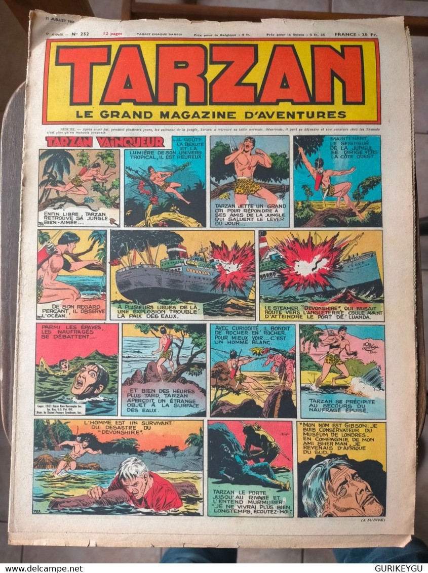 TARZAN N° 252 Le Grand Magazine D'aventures BUFFALO-BILL ARIZONA BILL Alain Météor ALANTE  Nat Du Santa Cruz  21/07/1951 - Tarzan