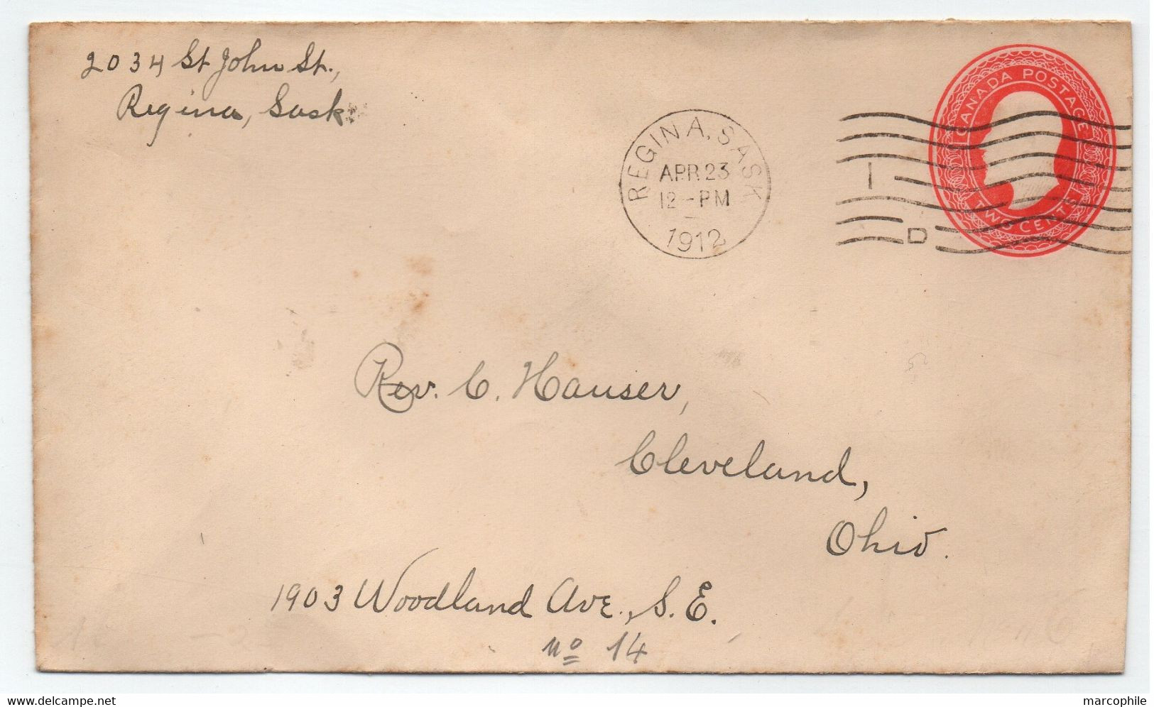 CANADA - REGINA - SASKATCHEWAN /1912  ENTIER POSTAL ==> USA (ref 8613a) - Lettres & Documents