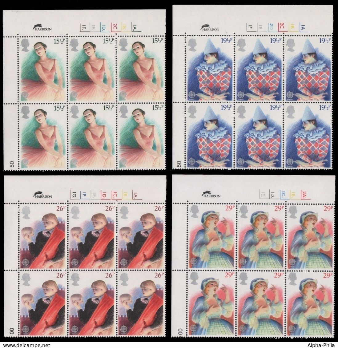 Großbritannien 1982 - Mi-Nr. 914-917 ** - MNH - Block Of 6, Margin Inscription - Otros & Sin Clasificación