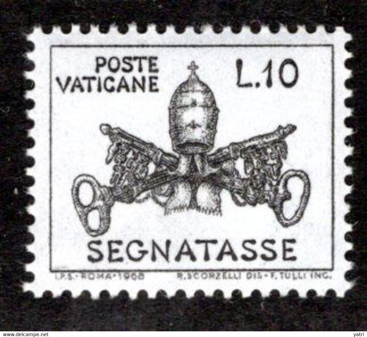 Vaticano (1968) - Segnatasse ** 10 Lire, Con Decalco Parziale - Strafport