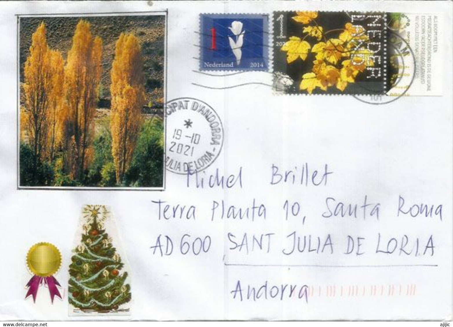 2021: Greetings Automn From Netherlands,  Letter Sent To Andorra - Covers & Documents