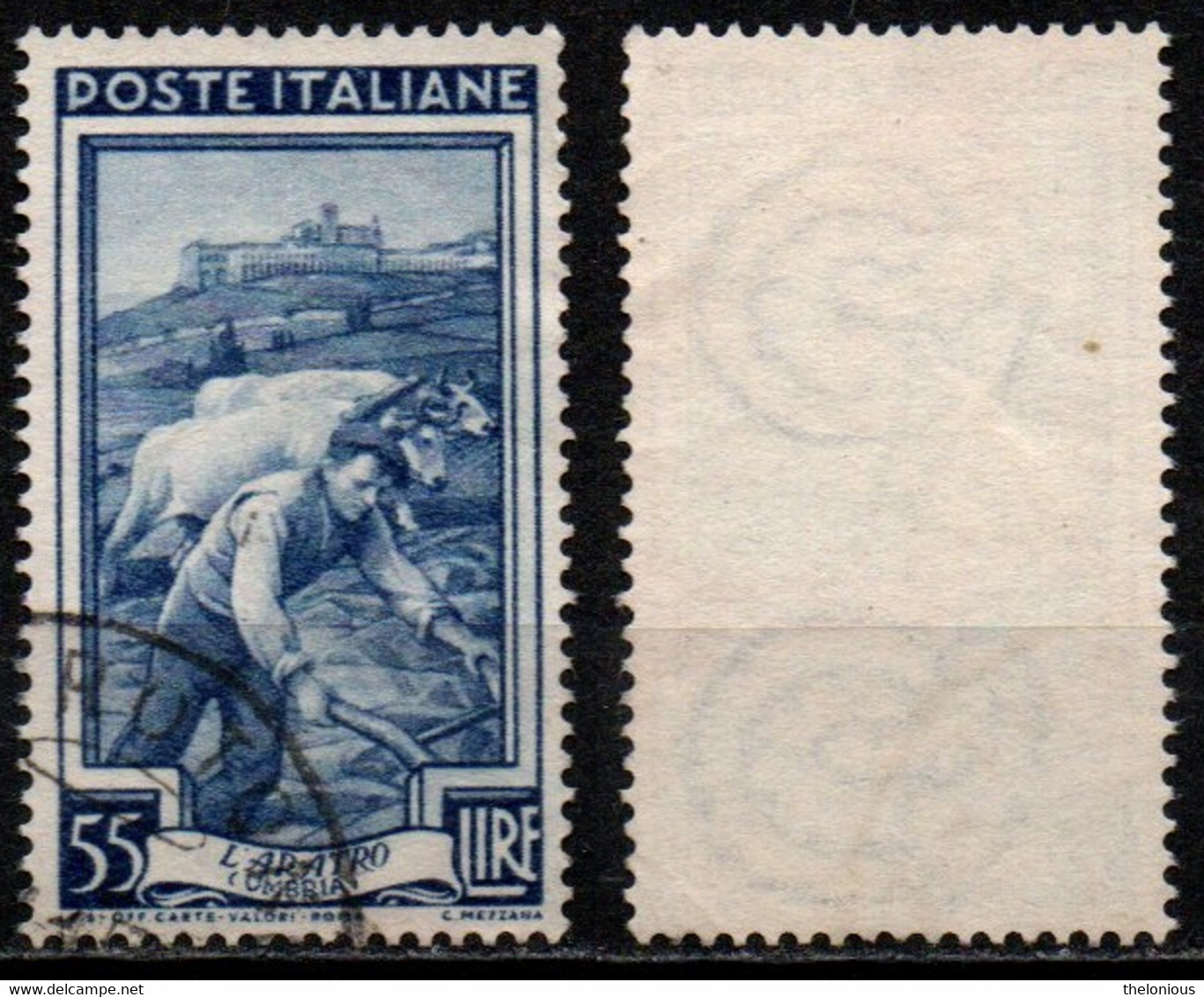 # Italia Al Lavoro 55 Lire Filigrana Ruota 1 Destra Bassa - 1946-60: Used