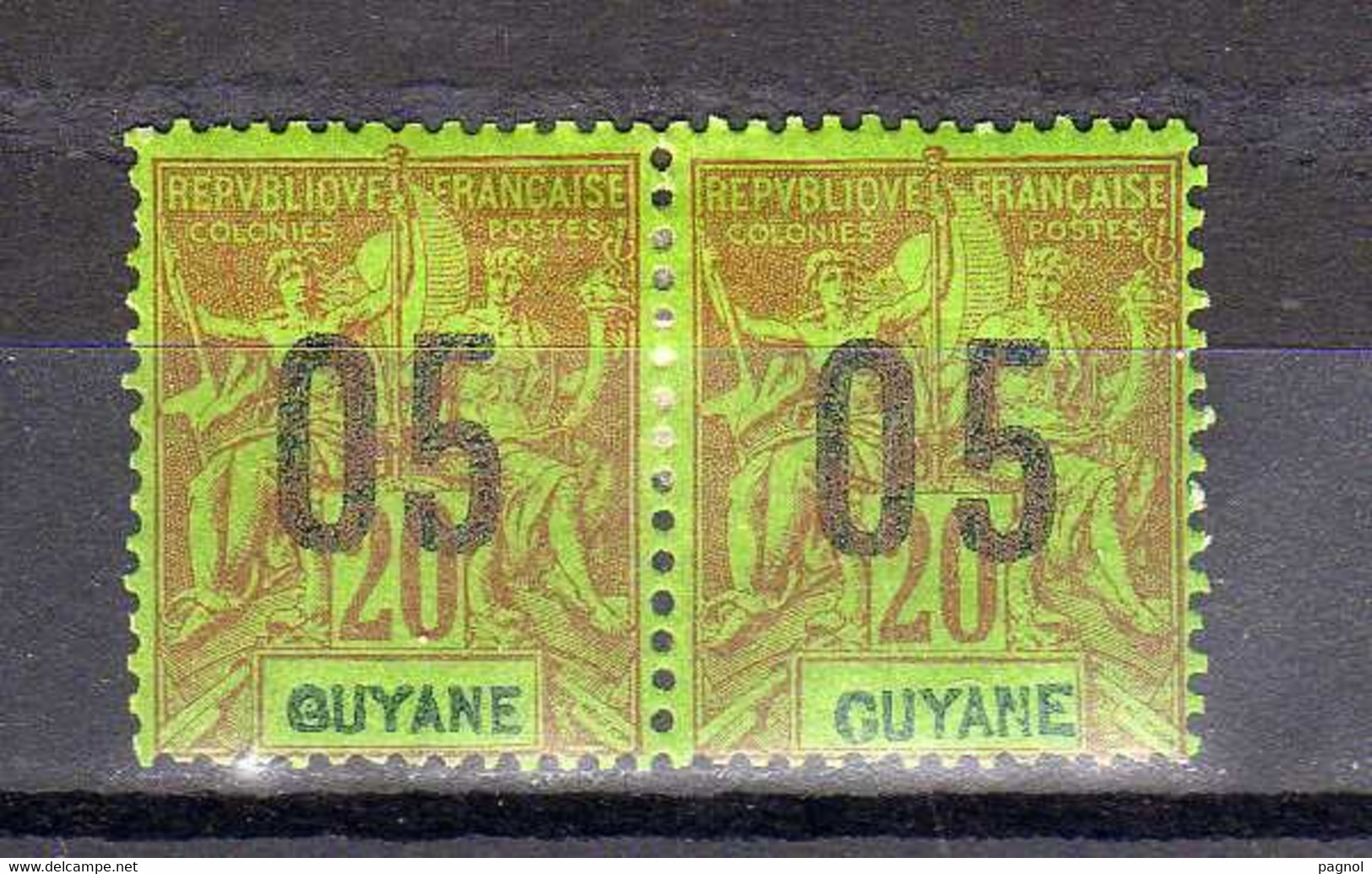 Guyane : No68  : 05 Sur 20c. Et No68A ( Surcharge Espacée Tenant à Normal ) Neuf Sur Charnière - Nuovi