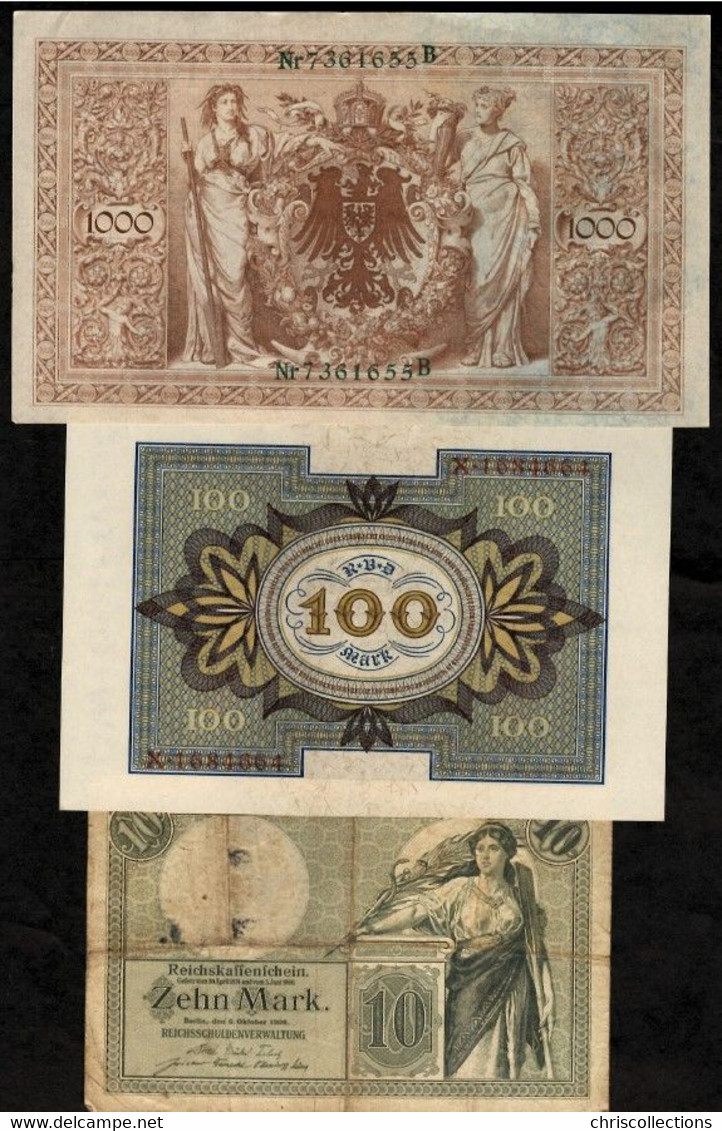 Lot De 3 Billets ALLEMAGNE - Collections