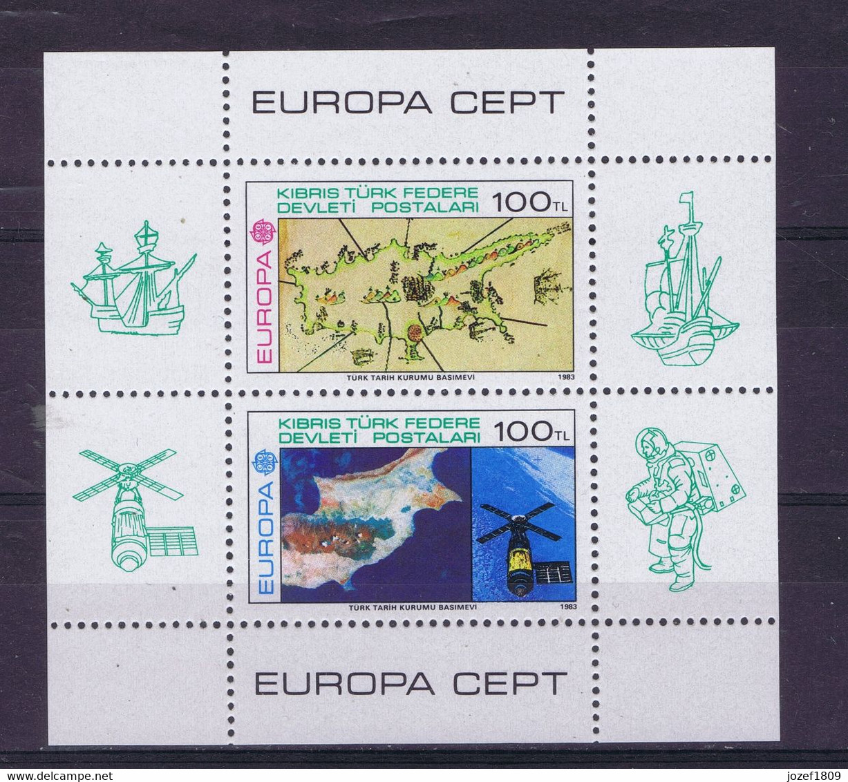 Cyprus (Turkish Republic) Space 1983 CEPT, EUROPA SPACELAB STS 9. Skylab, Spacelab Ancestor. Sheetlet - Autres & Non Classés