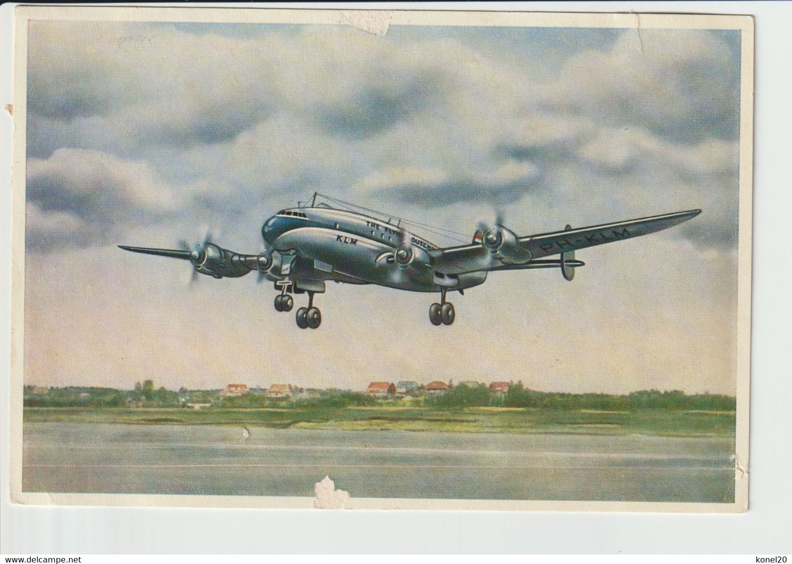 Vintage Rppc KLM K.L.M Royal Dutch Airlines Lockheed Constellatio @ Schiphol Amsterdam Airport - 1919-1938: Entre Guerres