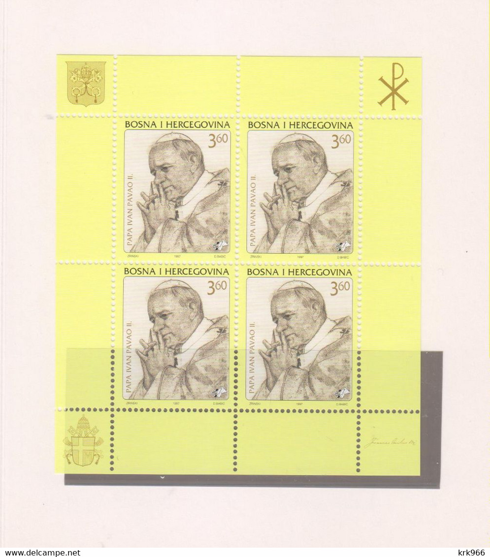 BOSNIA AND HERZEGOVINA 1997  CROATIAN POST POPE JOHN PAUL II Nice Sheet With Booklet - Bosnia And Herzegovina