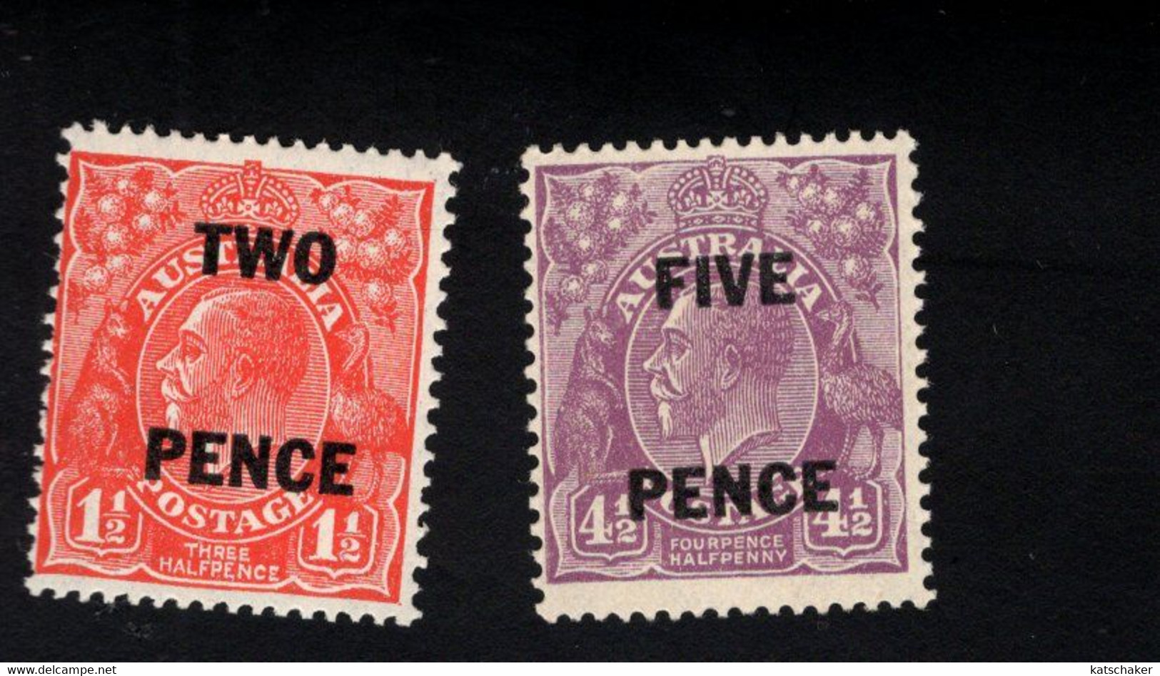 1371726605 SCOTT 106 107 (X) SCHARNIER HINGED MIT FALZ -  KING GEORGE V SURCHARGED - Mint Stamps