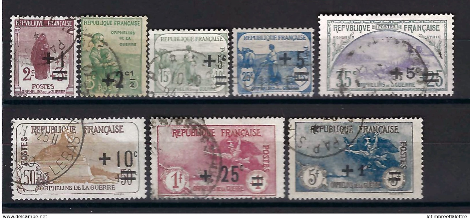 ⭐ France - YT N° 162 à 169 - Oblitéré - Orphelins Surchargés - 1922 ⭐ - Used Stamps