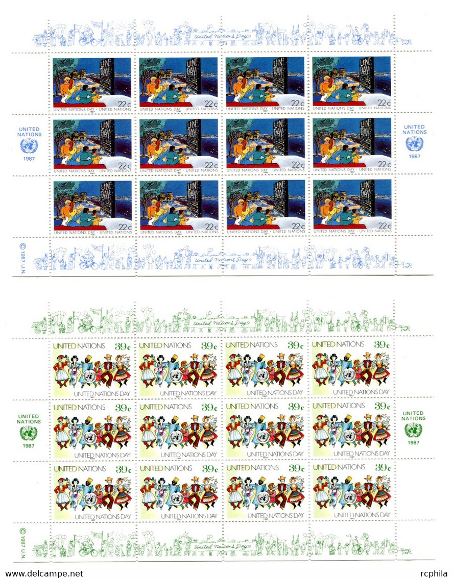 RC 21546 NATIONS UNIES NY COTE 37,20€ N° 508 / 509 - 2 FEUILLES JOURNÉE DES NATIONS UNIES NEUF ** MNH - Ungebraucht