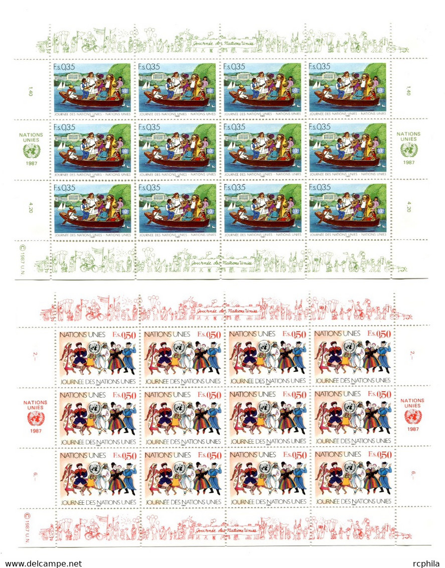 RC 21548 NATIONS UNIES GENEVE COTE 28,20€ N°158 / 159 - 2 FEUILLES JOURNÉE DES NATIONS UNIES NEUF ** MNH - Ongebruikt