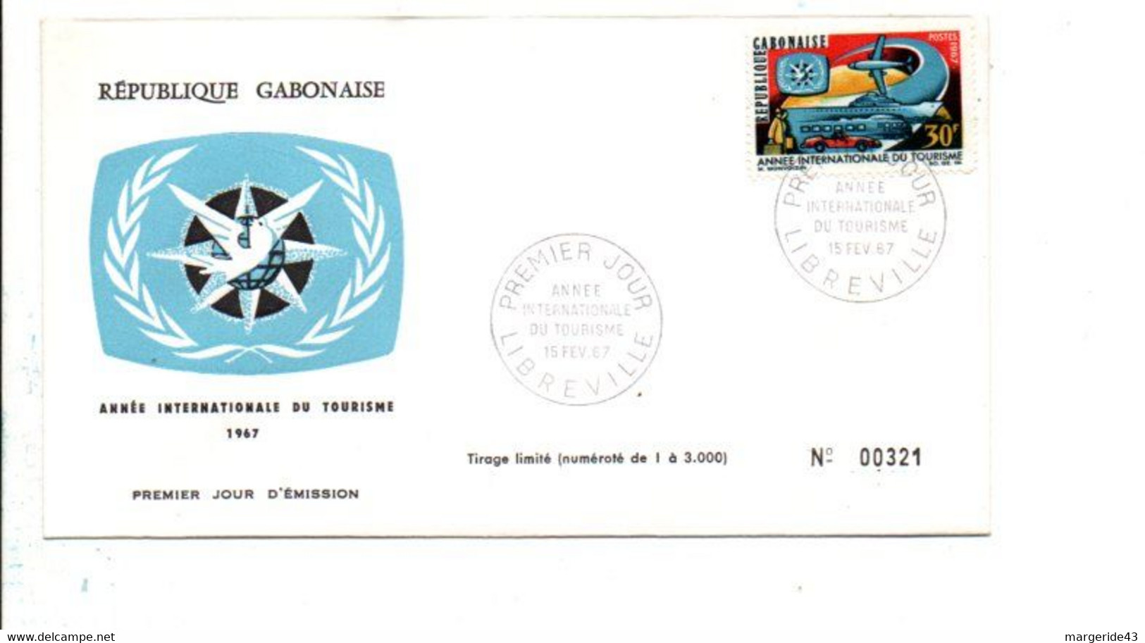 GABON FDC 1967 ANNEE INTERNATIONALE DU TOURISME - Gabon (1960-...)