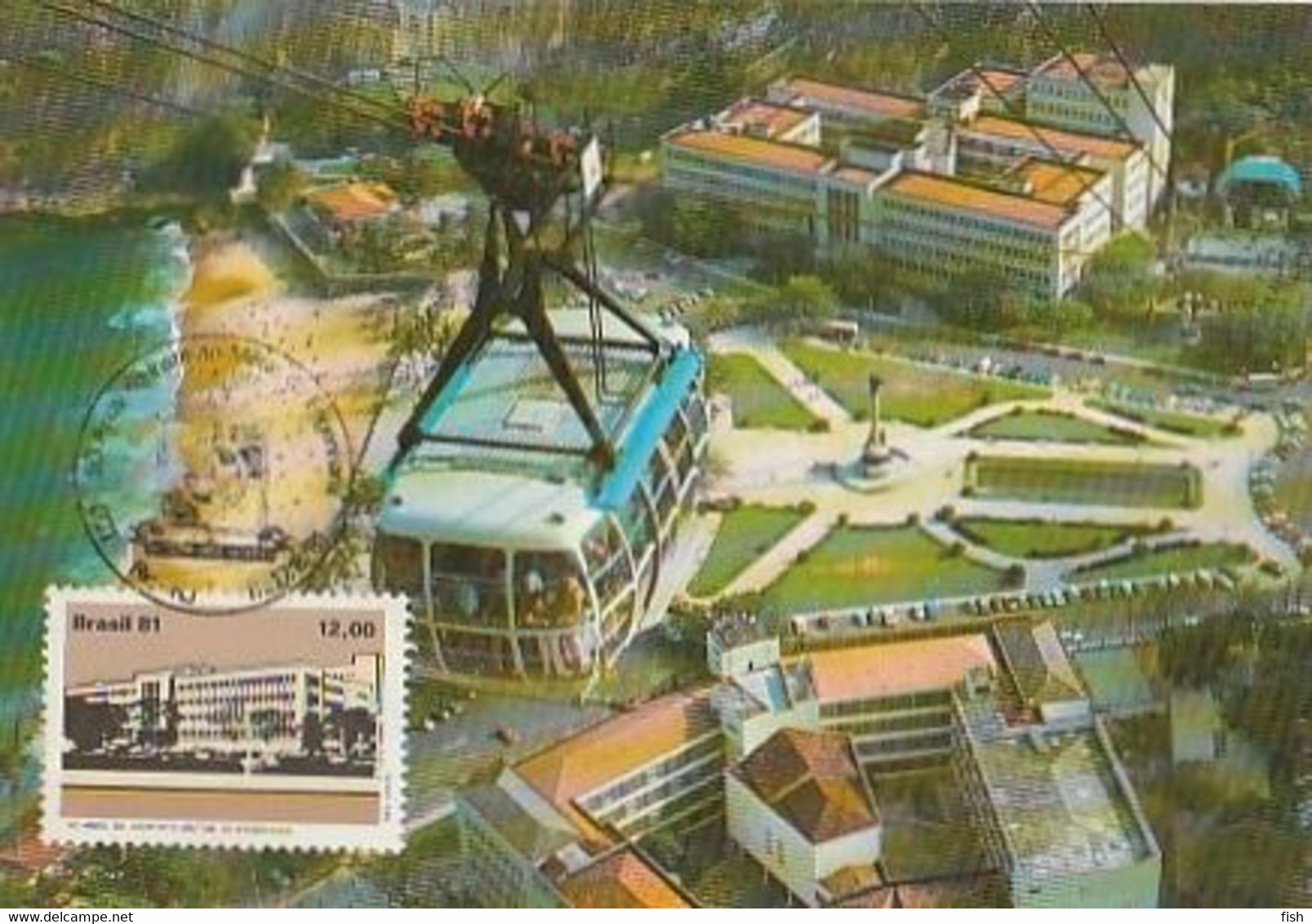 Brazil & Maximum Card, 50 Years Of Military And Engineering Institute, Red Beach And Cable, Rio De Janeiro 1981  (6868) - Maximum Cards