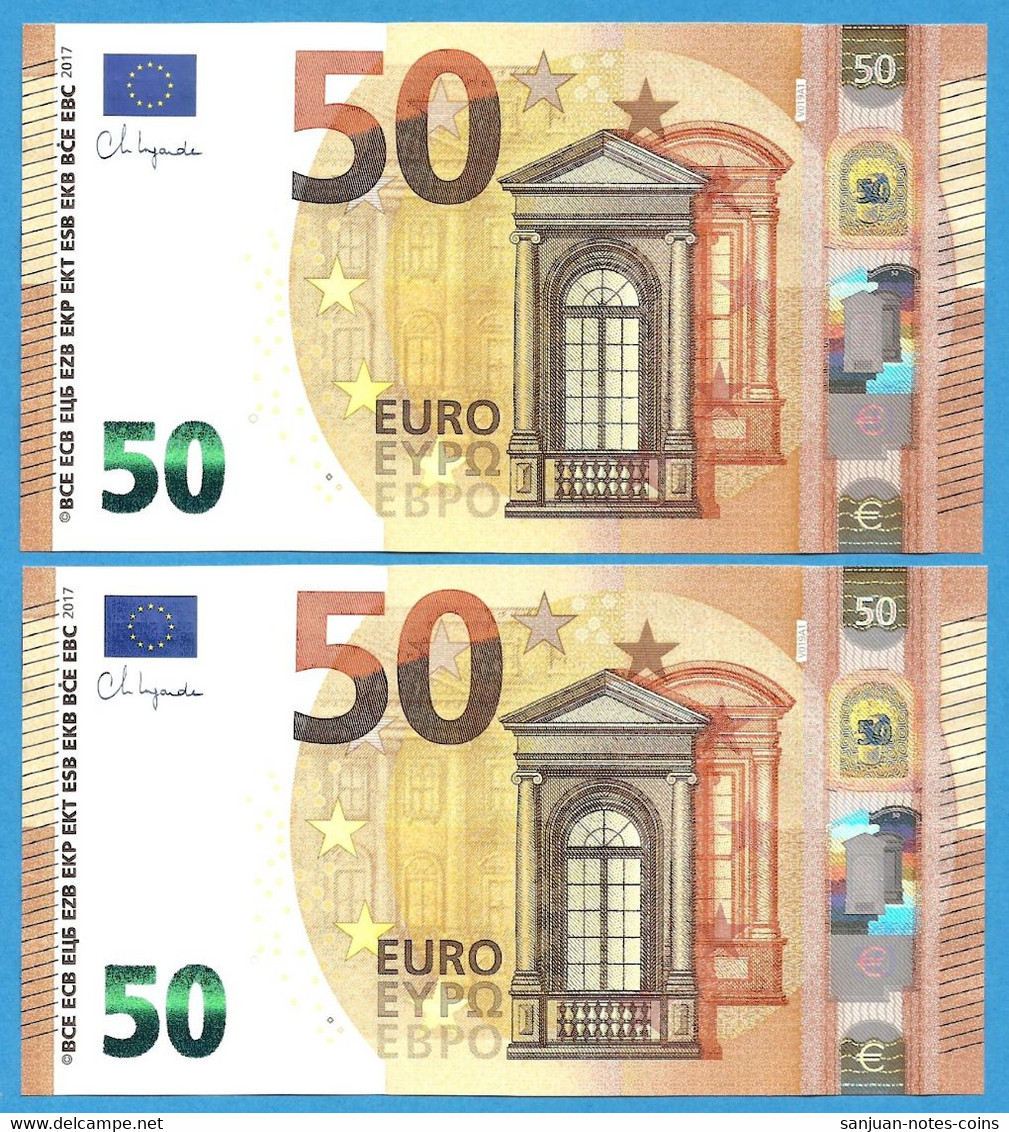 50 EURO SPAIN LAGARDE PAREJA VC-V019A1 UNC-FDS (D059) - 50 Euro