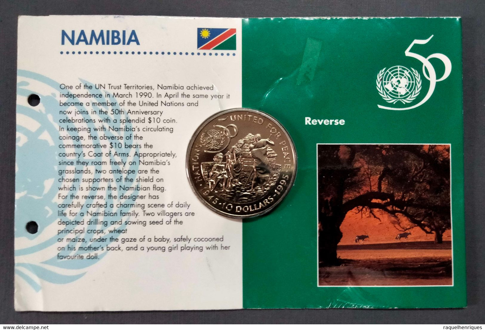 NAMIBIA 10 DOLLARS 1995 KM#9 United Nations - 50 Years CARD BU (CRL5#10) - Namibia