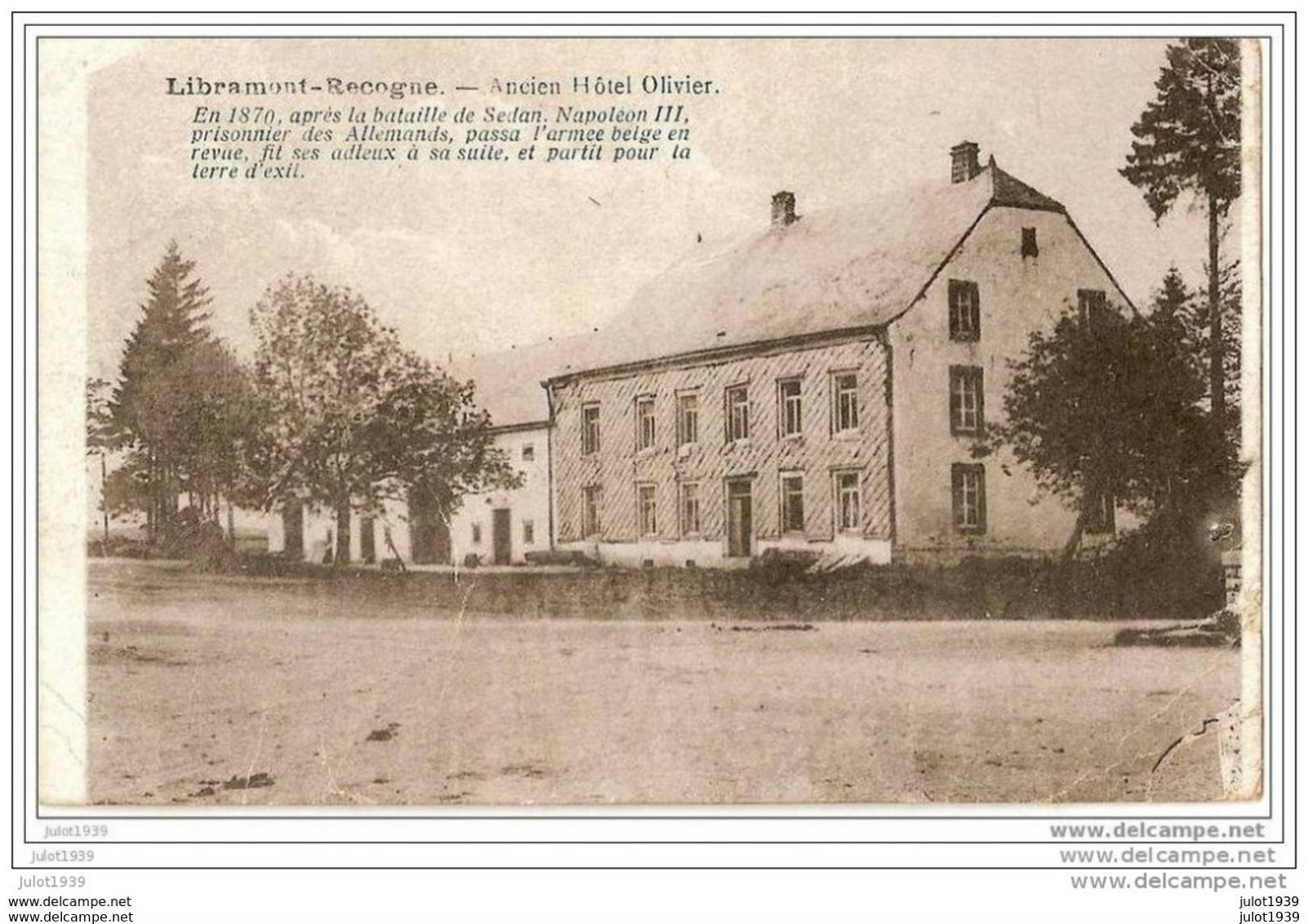 RECOGNE ..-- LIBRAMONT ..-- Ancien Hôtel Olivier . Vers MONS ( Mr François DAMBRUN , Musicien EM ) . Voir Verso . - Libramont-Chevigny