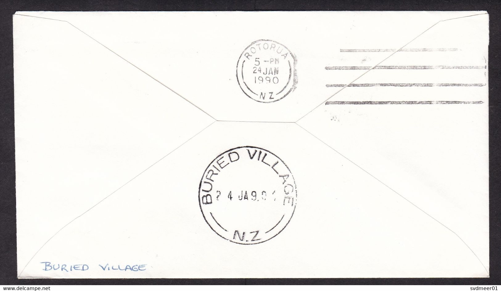 New Zealand: Cover To Canada, 1990, 2 Stamps, Surfing, Sports, Rare Cancel Buried Village (minor Writing At Back) - Briefe U. Dokumente