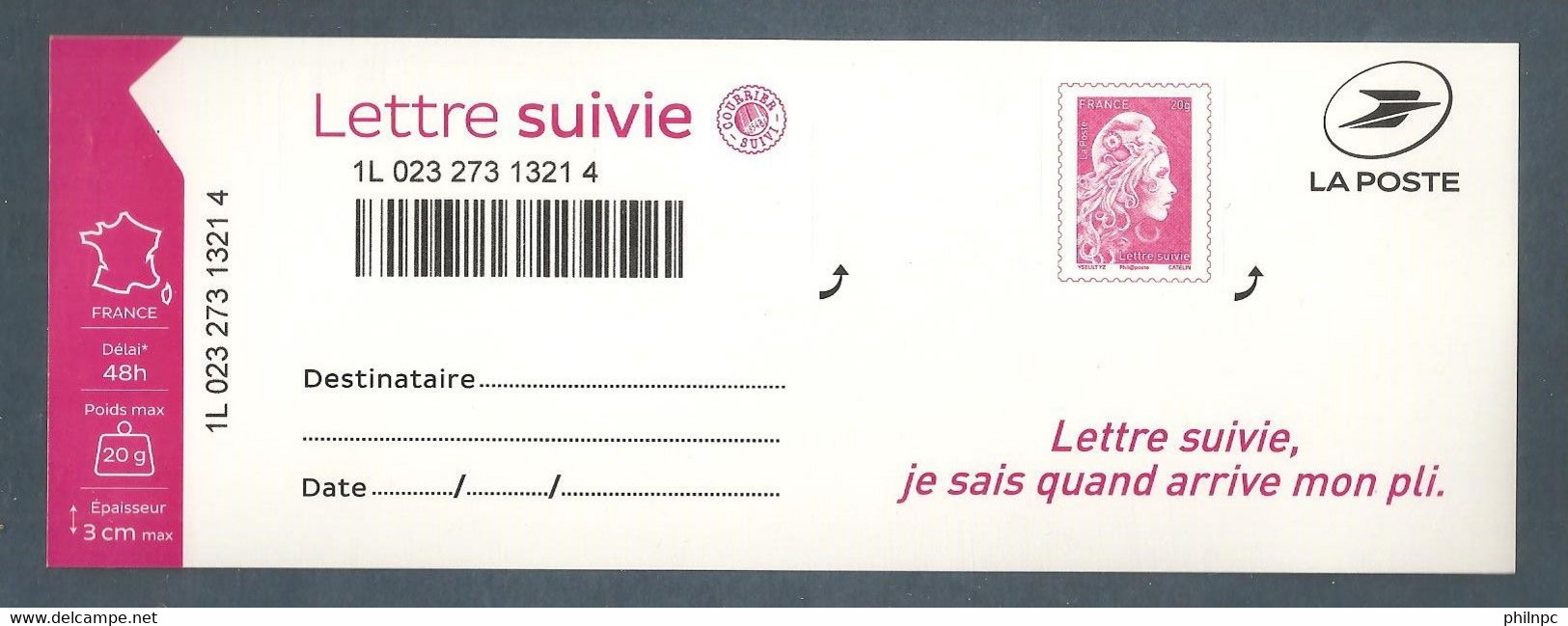 France, Autoadhésif, Adhésif, 1656B Ou 1656A, Lettre Suivie, LS 6, Neuf **, TTB, Marianne L'engagée, Rose - Other & Unclassified