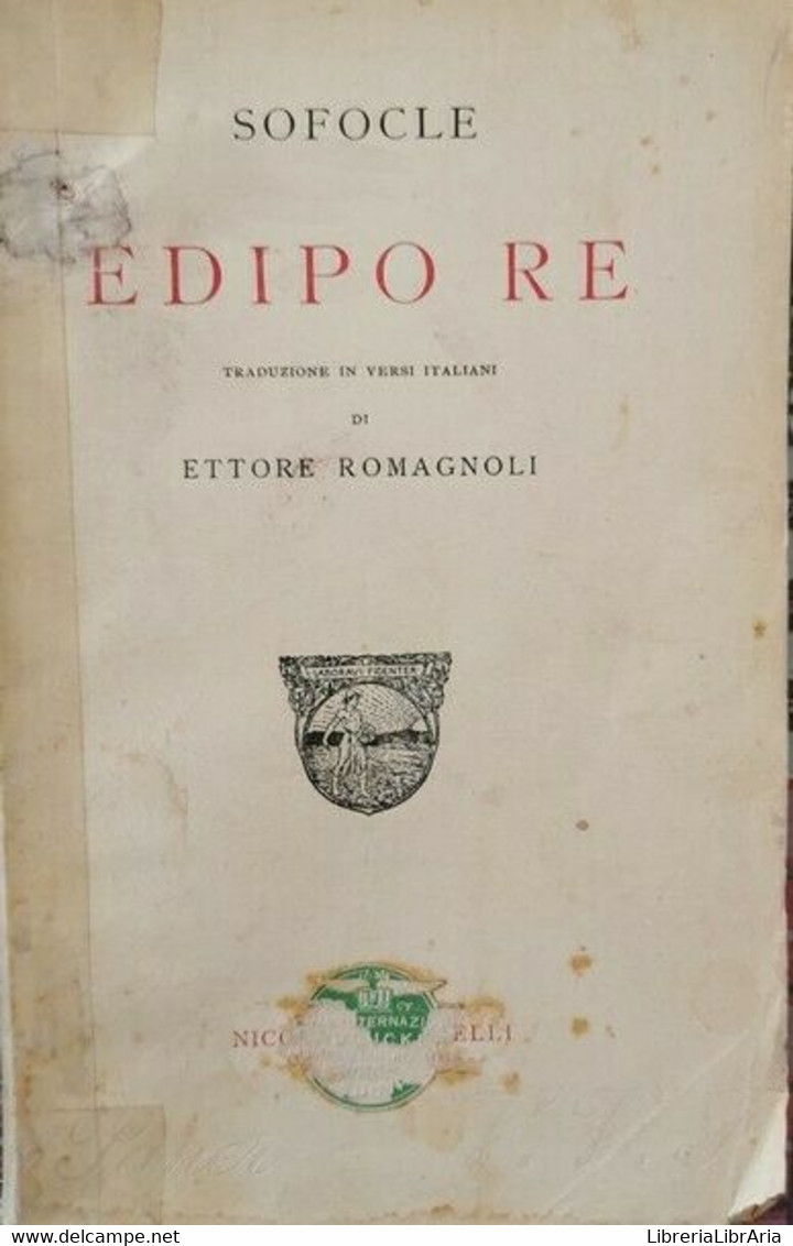Edipo Re  Di Sofocle, Ettore Romagnoli,  1958,  Zanichelli - ER - Ragazzi