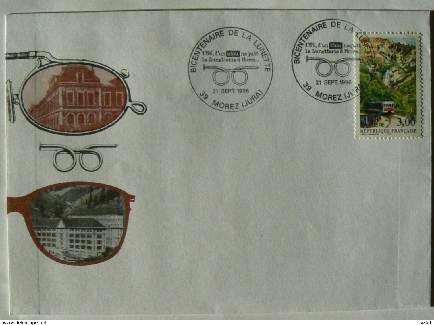 Bicentenaire De La Lunette, 39 MOREZ, Jura, Lettre Timbrée Avec Le N° 3017 Du 21-09-1996, TB - Covers & Documents