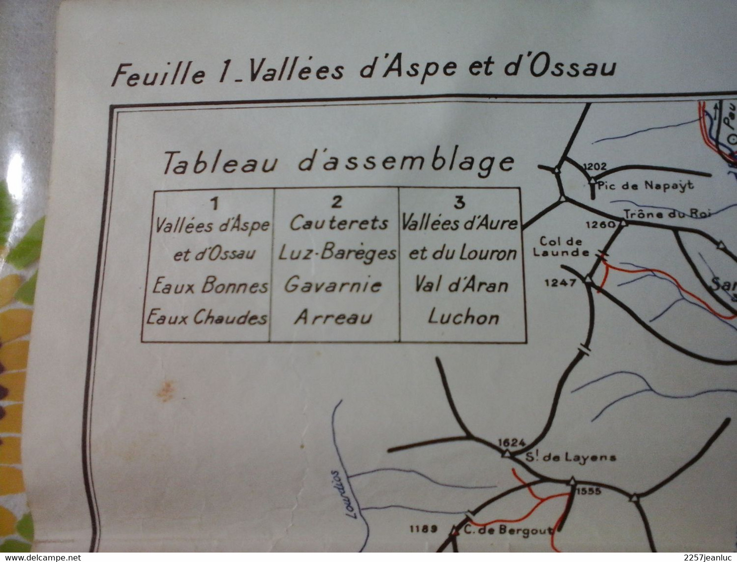 Plan  Les Pyrénées  Centrales  Feuille 1 - Vallées D'Aspe Et D'Ossau Dressé Par G Ledormeur Echelle 1/80000 - Andere Pläne