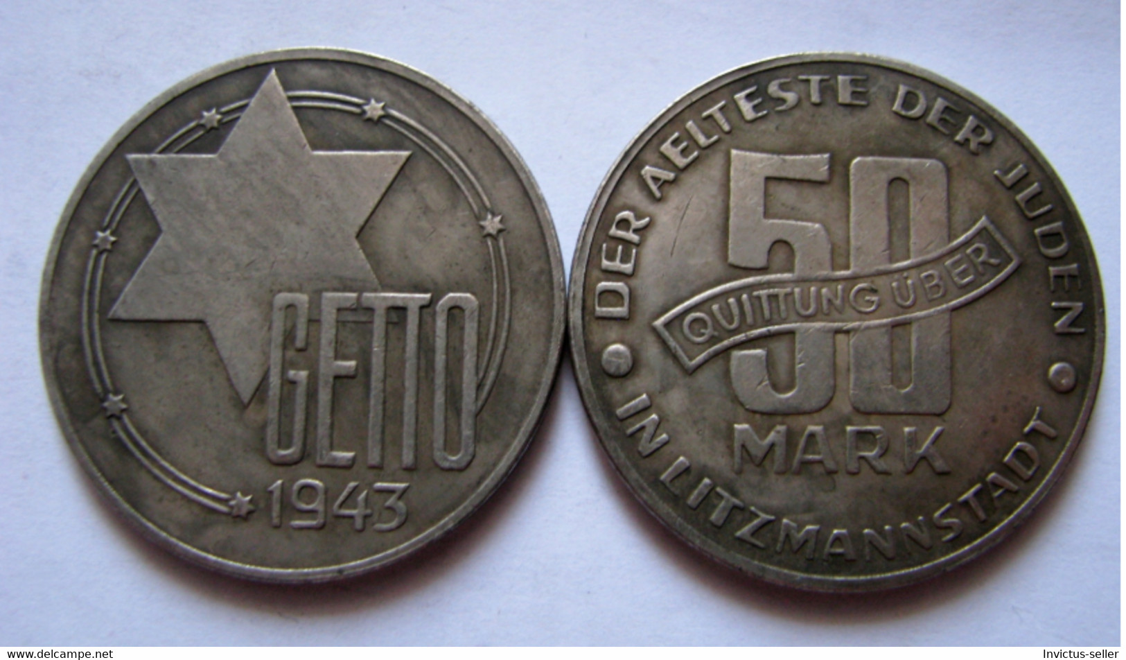 GETTO 50 MARK 1943 LITZMANNSTADT GERMAN COIN MONETA GHETTO EBREI JUDE JUIFE Auschwitz JUDE EBREI GERMANY - Verzamelingen