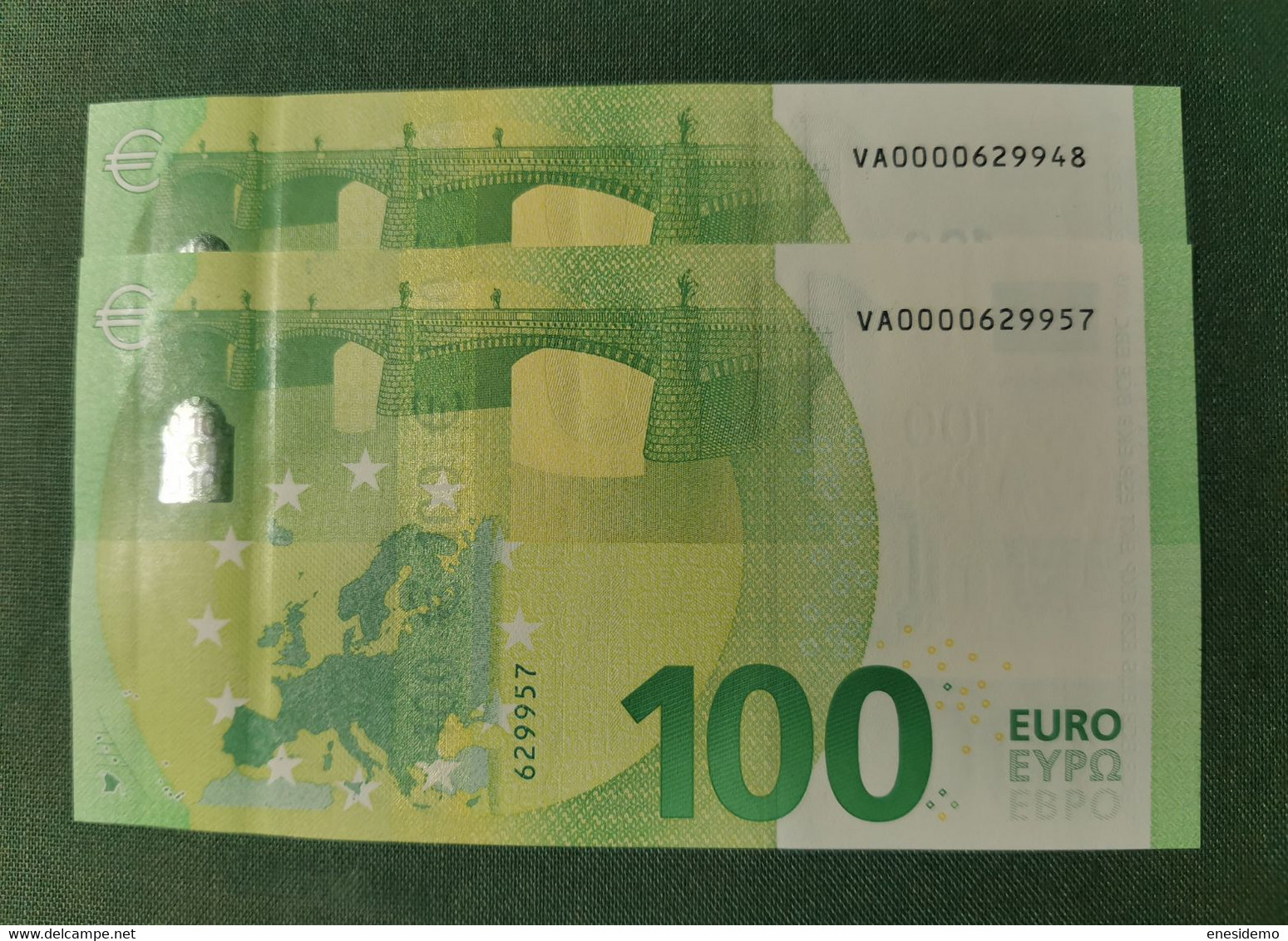 100 EURO SPAIN 2019 DRAGHI V001A5 VA0000 RARE VERY LOW SERIAL NUMBER CORRELATIVE COUPLE UNCIRCULATED PERFECT - 100 Euro