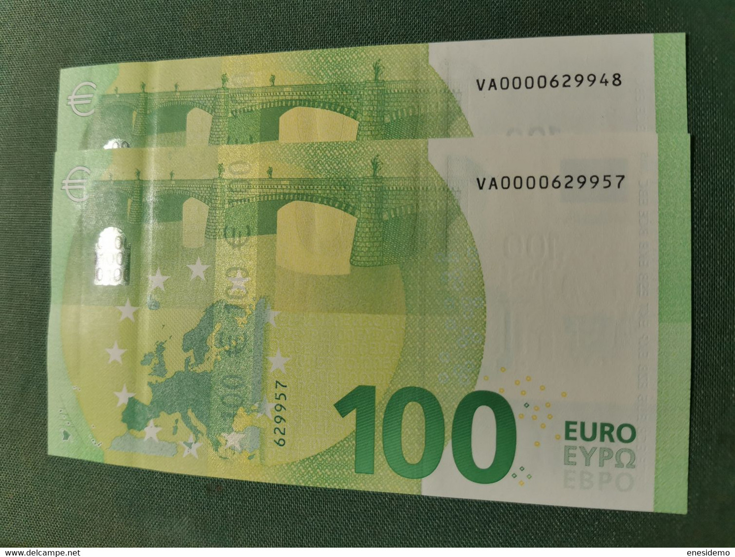 100 EURO SPAIN 2019 DRAGHI V001A5 VA0000 RARE VERY LOW SERIAL NUMBER CORRELATIVE COUPLE UNCIRCULATED PERFECT - 100 Euro