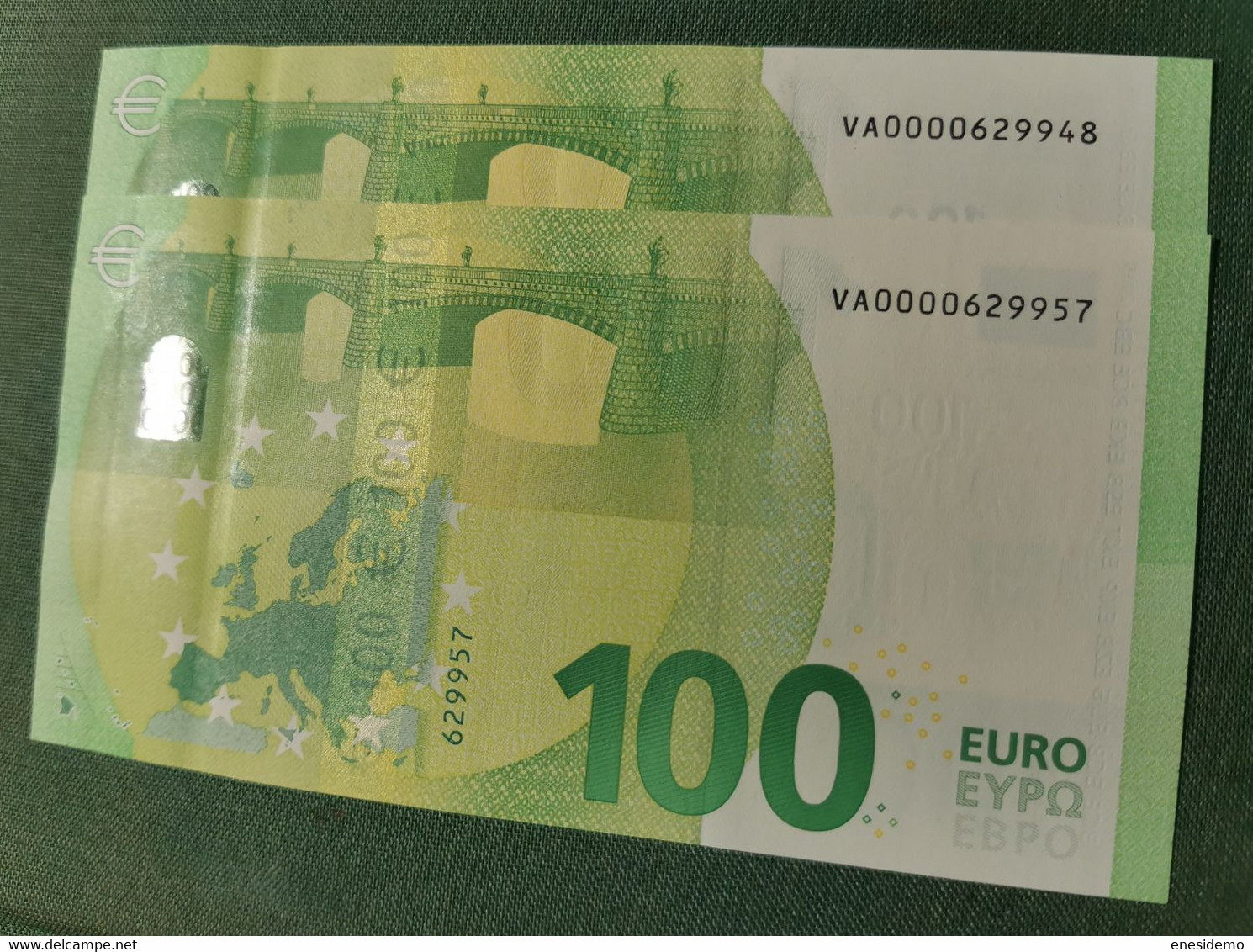 100 EURO SPAIN 2019 DRAGHI V001A5 VA0000 RARE VERY LOW SERIAL NUMBER CORRELATIVE COUPLE UNCIRCULATED PERFECT