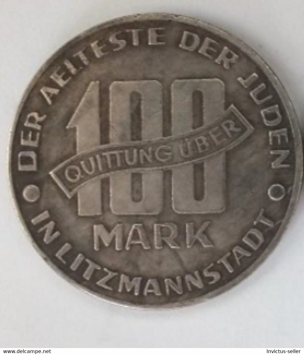 GETTO 100 MARK 1943 LITZMANNSTADT GERMAN COIN MONETA GHETTO EBREI JUDE JUIFE Auschwitz JUDE EBREI GERMANY - Collections