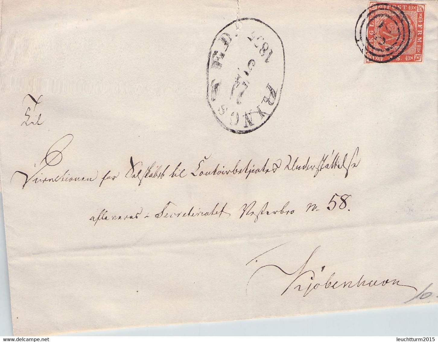 DENMARK - COVER 1855 RINGSTED > KJÖBENHAVN / QG142 - Covers & Documents