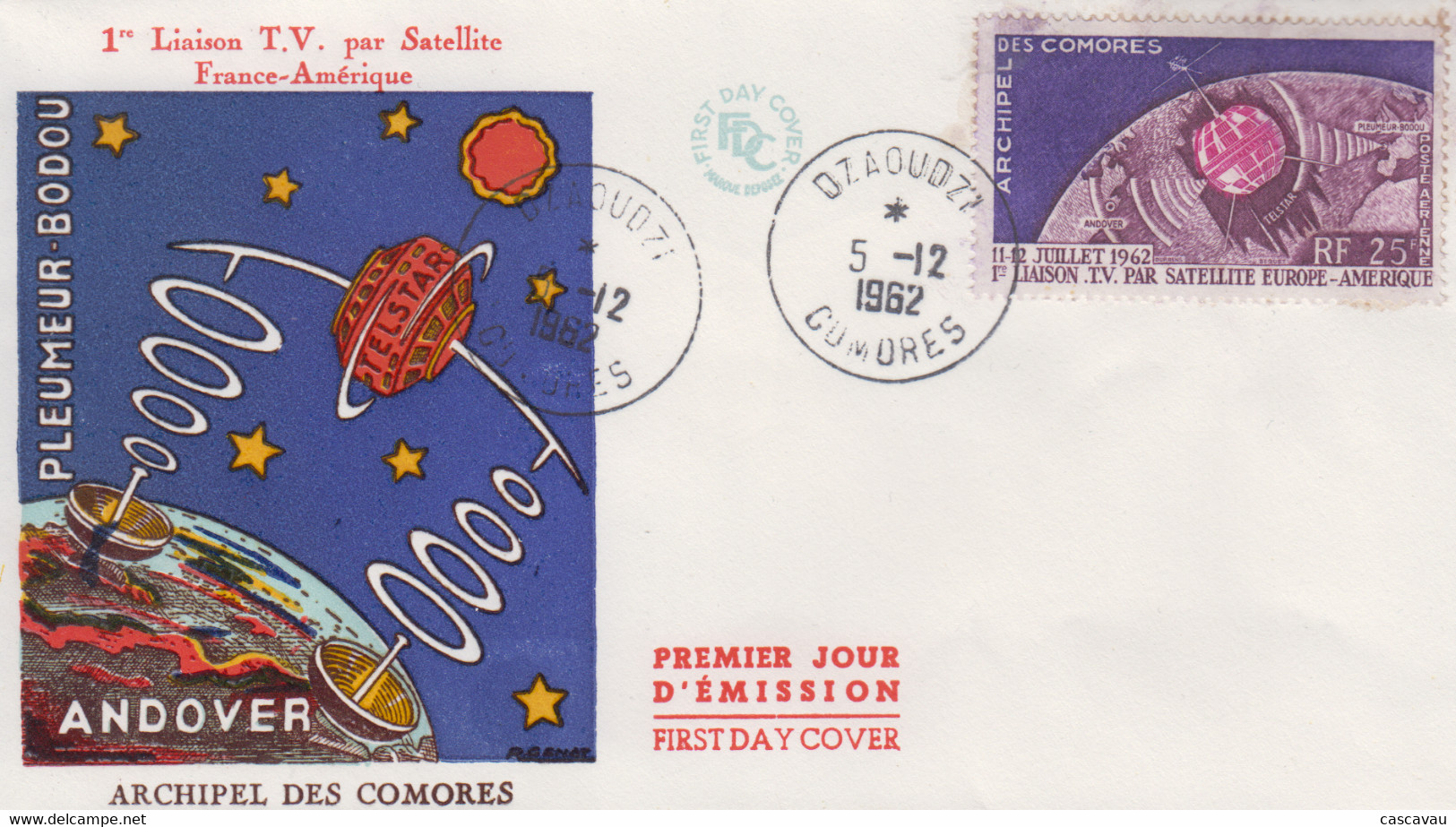 Enveloppe  FDC  1er  Jour   ARCHIPEL  DES  COMORES    Télécommunications  Spatiales    1962 - Autres & Non Classés