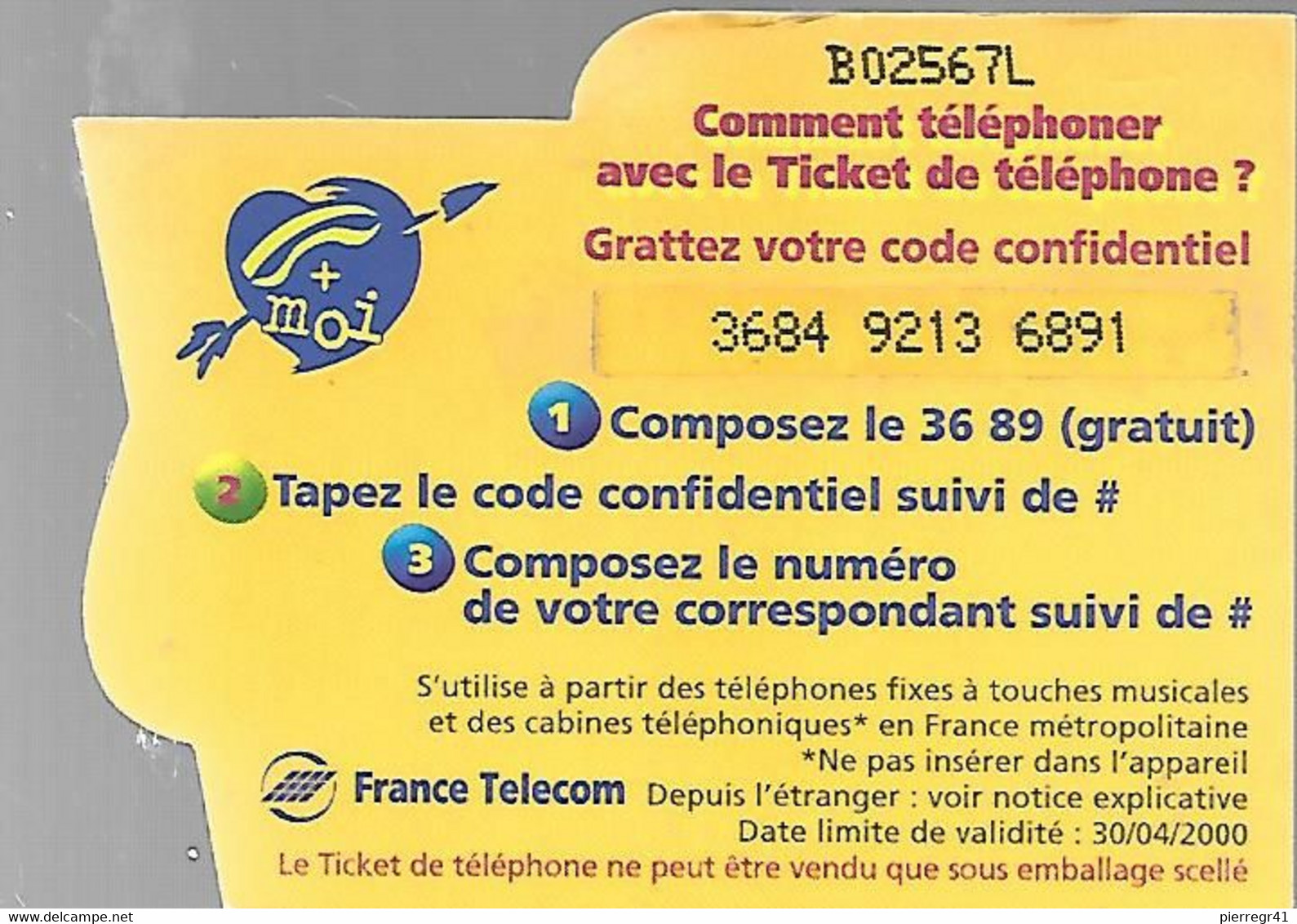 TICKET² TELEPHONE-PUBLIC-FRANCE-TK-PU7-50F-GIRAFE-Ex 30/04/2000-GRATTE-Epais-TBE/LUXE-TRES RARE(Cote 150€) - FT