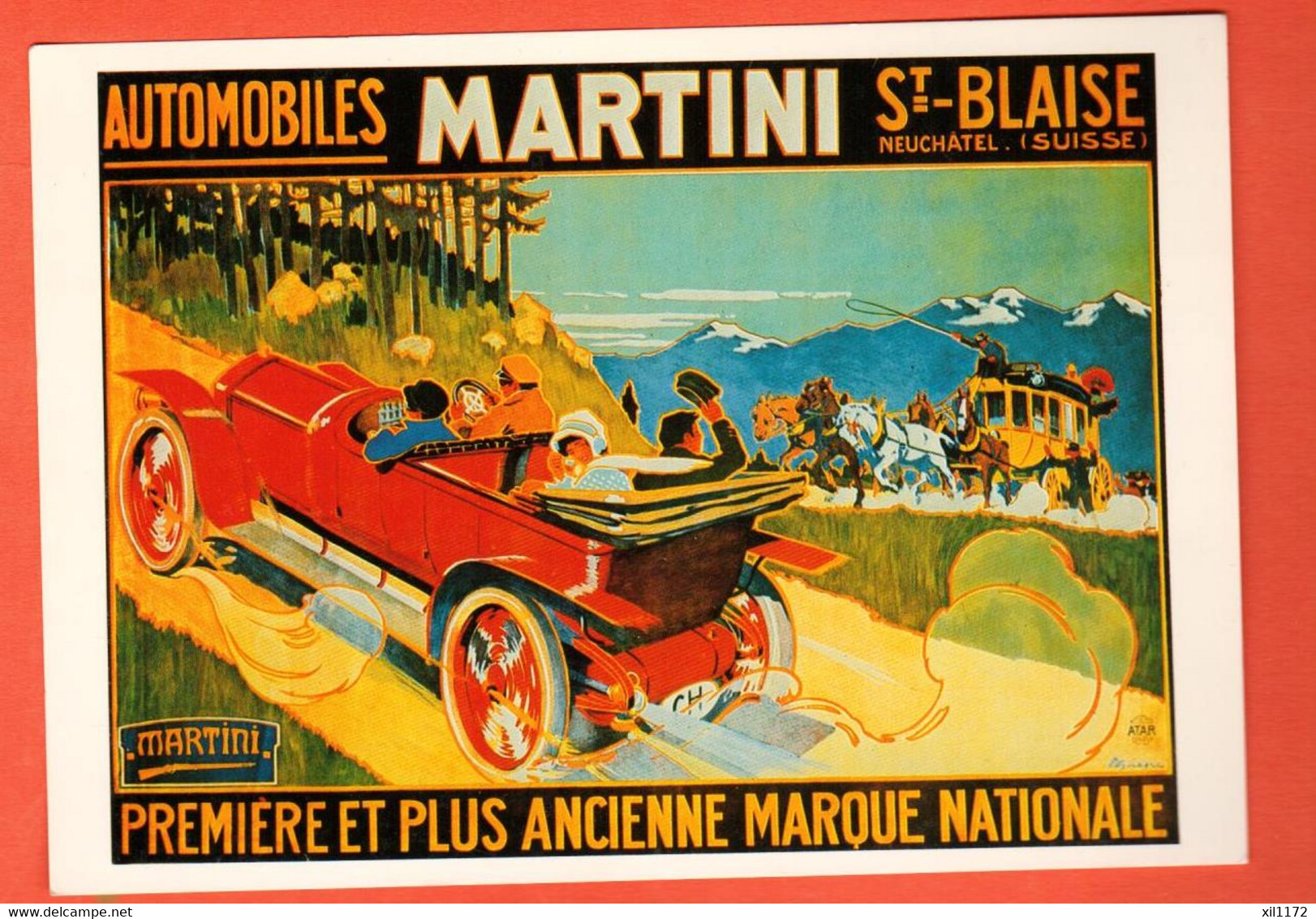 ZQB-01 Automobiles MARTINI Saint-Blaise Première Et Plus Ancienne Marque Suisse.Repro Affiche Grand Format  Non Circulé - Saint-Blaise